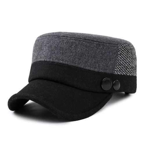 Unisex Woolen Polyester Military Hat Mixed Color Adjustable Outdoor Flat Baseball Cap