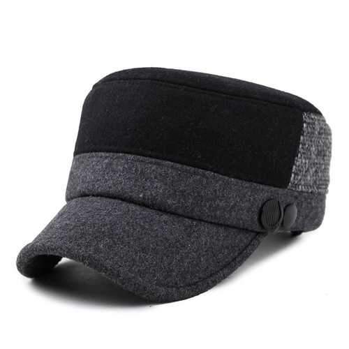 Unisex Woolen Polyester Military Hat Mixed Color Adjustable Outdoor Flat Baseball Cap