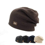 Unisex Knitted Beanie Hat Baggy Slouchy Knitting Skiing Outdoor Elastic Cap For Men Women
