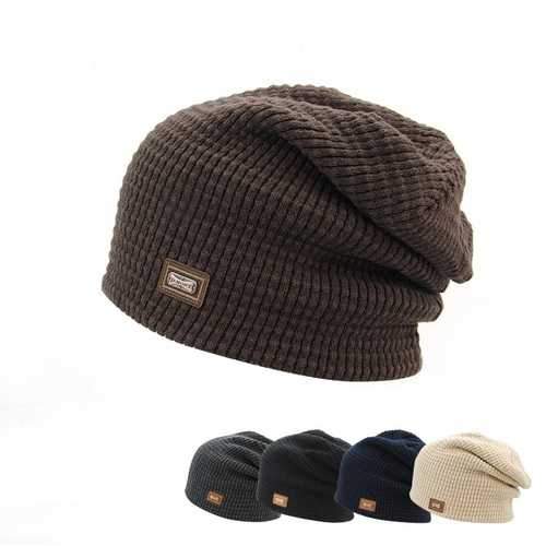 Unisex Knitted Beanie Hat Baggy Slouchy Knitting Skiing Outdoor Elastic Cap For Men Women