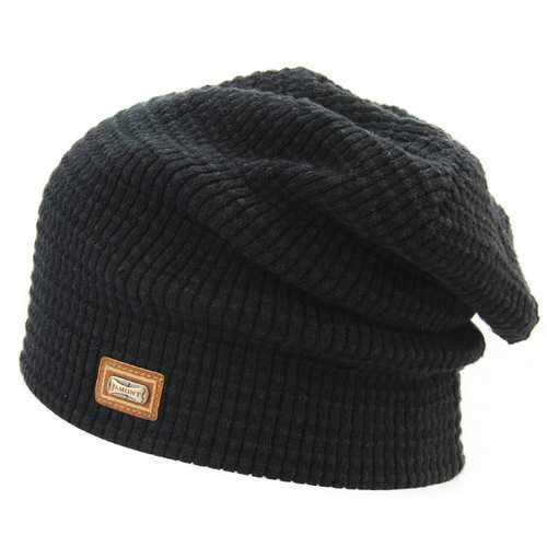Unisex Knitted Beanie Hat Baggy Slouchy Knitting Skiing Outdoor Elastic Cap For Men Women