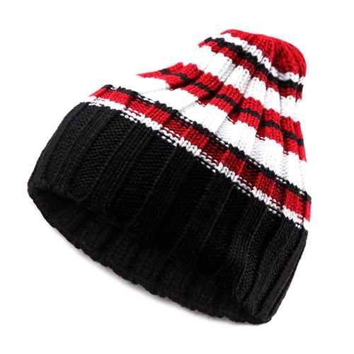 Unisex Crochet Knitted Beanie Hat Knitting Mixed Color Elastic Stretchable Outdoor Warm SKiing Cap
