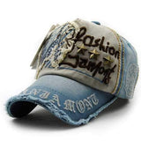 Unisex Cotton Washed Vintage Embroidery Baseball Cap Adjustable Golf Snapback Hat For Men Women