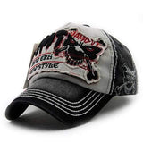 Unisex Cotton Washed Skeleton Embroidery Baseball Cap