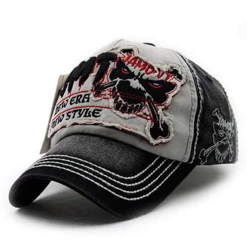 Unisex Cotton Washed Skeleton Embroidery Baseball Cap