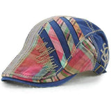 Cotton Stripe Washed Beret Hat Buckle Newsboy Cabbie