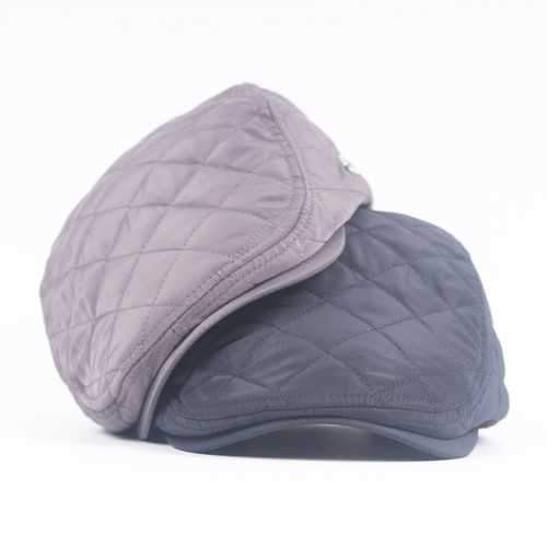 Unisex Windproof Polyester Grid Blank Beret Hat Buckle Adjustable Paper Boy Cabbie Gentleman Cap