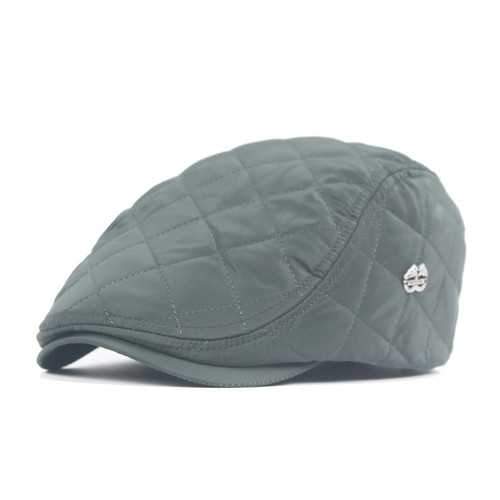 Unisex Windproof Polyester Grid Blank Beret Hat Buckle Adjustable Paper Boy Cabbie Gentleman Cap