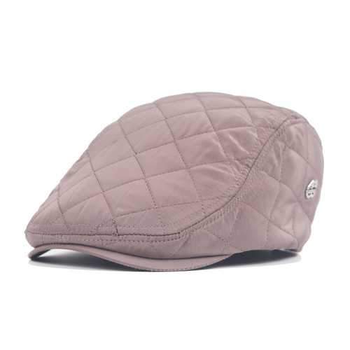 Unisex Windproof Polyester Grid Blank Beret Hat Buckle Adjustable Paper Boy Cabbie Gentleman Cap