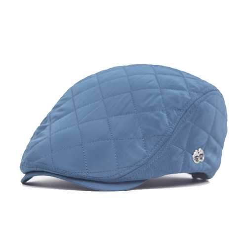 Unisex Windproof Polyester Grid Blank Beret Hat Buckle Adjustable Paper Boy Cabbie Gentleman Cap