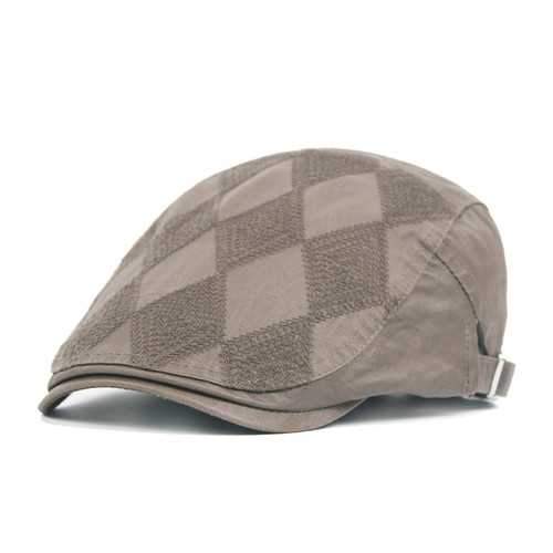 Unisex Cotton Diamond Shape Beret Hat Buckle Adjustable Paper Boy Cabbie Gentleman Cap