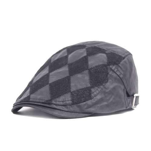 Unisex Cotton Diamond Shape Beret Hat Buckle Adjustable Paper Boy Cabbie Gentleman Cap