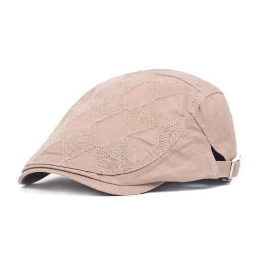 Unisex Cotton Diamond Shape Beret Hat Buckle Adjustable Paper Boy Cabbie Gentleman Cap