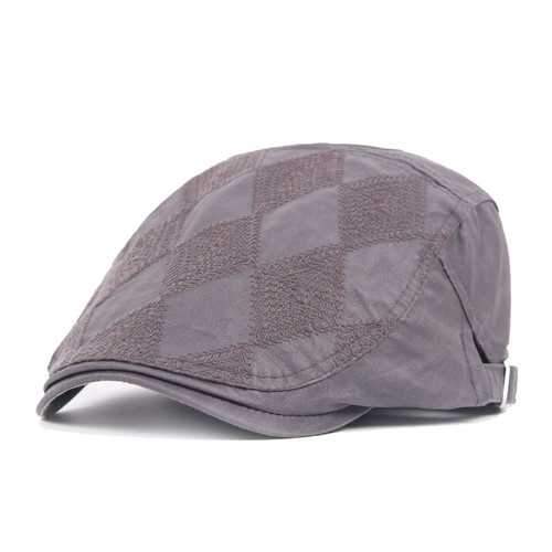Unisex Cotton Diamond Shape Beret Hat Buckle Adjustable Paper Boy Cabbie Gentleman Cap