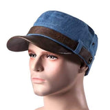 Men Women Denim Leather Baseball Hats Military Flap Top Caps