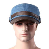 Men Women Denim Leather Baseball Hats Military Flap Top Caps