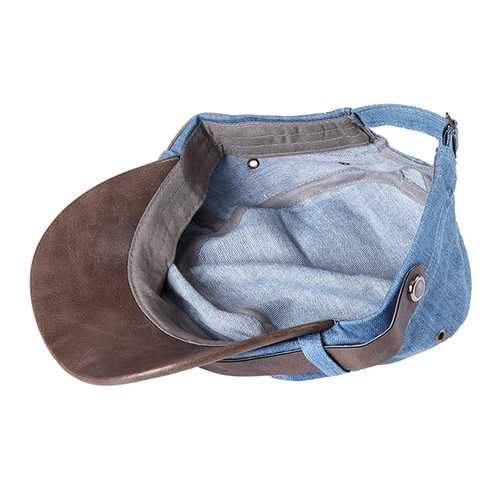 Men Women Denim Leather Baseball Hats Military Flap Top Caps