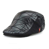 Unisex PU Cotton Embroidery Beret Hat Fleece Lining Paper Boy Flat Cowboy Cabbie Hat
