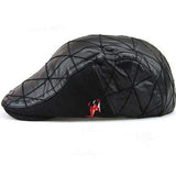 Unisex PU Cotton Embroidery Beret Hat Fleece Lining Paper Boy Flat Cowboy Cabbie Hat