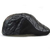 Unisex PU Cotton Embroidery Beret Hat Fleece Lining Paper Boy Flat Cowboy Cabbie Hat