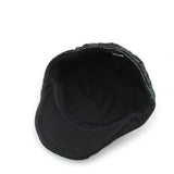 Unisex PU Cotton Embroidery Beret Hat Fleece Lining Paper Boy Flat Cowboy Cabbie Hat