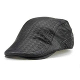 Unisex PU Embossed Beret Hat Cotton Lining Paper Boy Flat Cowboy Cabbie Hat For Men Women