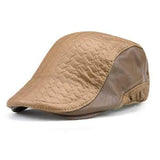 Unisex PU Embossed Beret Hat Cotton Lining Paper Boy Flat Cowboy Cabbie Hat For Men Women