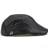 Unisex PU Embossed Beret Hat Cotton Lining Paper Boy Flat Cowboy Cabbie Hat For Men Women