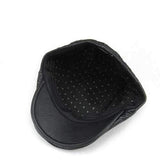 Unisex PU Embossed Beret Hat Cotton Lining Paper Boy Flat Cowboy Cabbie Hat For Men Women