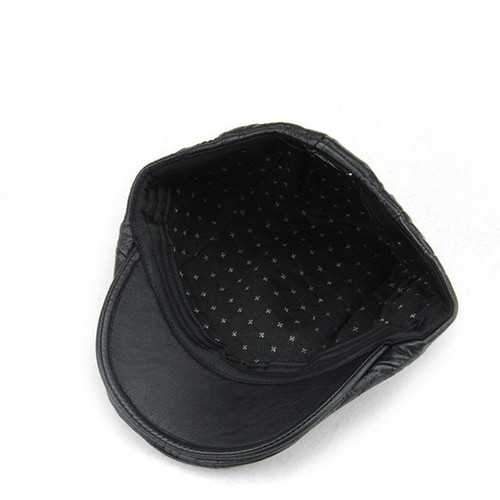 Unisex PU Embossed Beret Hat Cotton Lining Paper Boy Flat Cowboy Cabbie Hat For Men Women