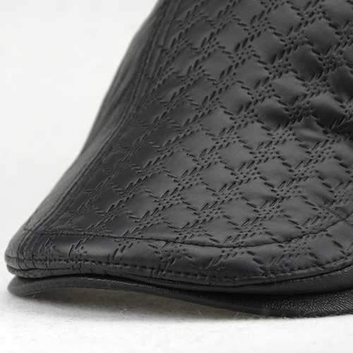 Unisex PU Embossed Beret Hat Cotton Lining Paper Boy Flat Cowboy Cabbie Hat For Men Women