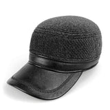 Unisex Woolen PU Leather Earflap Ear Muffs Baseball Cap