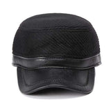 Unisex Woolen PU Leather Earflap Ear Muffs Baseball Cap