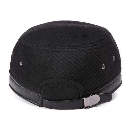 Unisex Woolen PU Leather Earflap Ear Muffs Baseball Cap