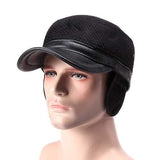 Unisex Woolen PU Leather Earflap Ear Muffs Baseball Cap