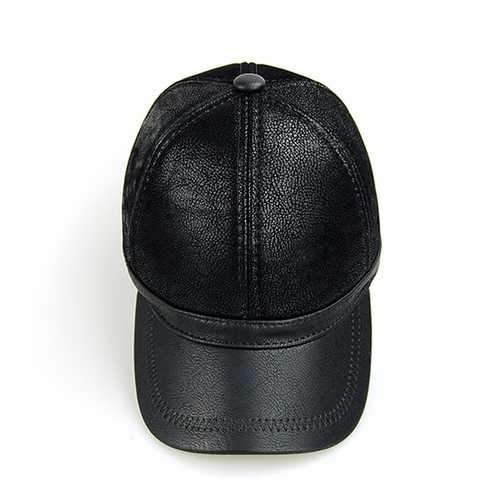 Unisex PU Leather Earflap Ear Muffs Baseball Cap Adjustable Fleece Lining Golf Windproof Outdoor Hat