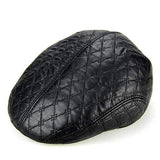 Unisex PU Leather Earflap Ear Muff Beret Hat Blank Embossed Plush Lining Paper Boy Cabbie Hat