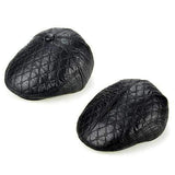 Unisex PU Leather Earflap Ear Muff Beret Hat Blank Embossed Plush Lining Paper Boy Cabbie Hat