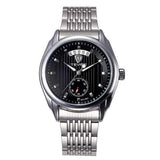 TEVISE Mechanical Watch Fashion Business Men Wrist Watch Date Display Vertical Stripes Dial Watch