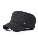 Unisex Cotton Blend Earflap Earmuff Military Hat Stripe Adjustable Outdoor Flat Baseball Cap