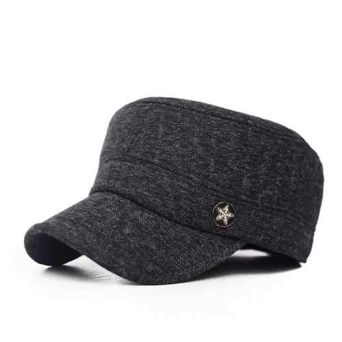 Unisex Cotton Blend Earflap Earmuff Military Hat Stripe Adjustable Outdoor Flat Baseball Cap
