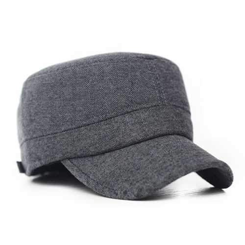 Unisex Cotton Blend Earflap Earmuff Military Hat Stripe Adjustable Outdoor Flat Baseball Cap