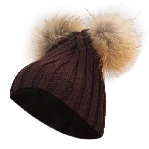 Thickening Warming  Double Fling Wool Knitted Hat Winter Ski Cap