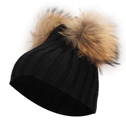 Thickening Warming  Double Fling Wool Knitted Hat Winter Ski Cap