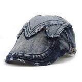 Unisex Cotton Denim Jeans Washed Newsboy Beret Hat Duckbill Golf Buckle Cabbie Cap For Men Women