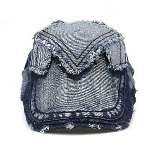 Unisex Cotton Denim Jeans Washed Newsboy Beret Hat Duckbill Golf Buckle Cabbie Cap For Men Women