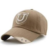 Unisex Cotton U Letter Embroidery Punching Hole Baseball Cap Adjustable Snapback Hat For Men Women