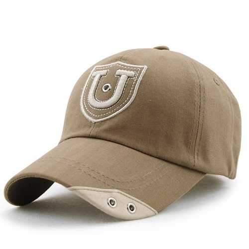 Unisex Cotton U Letter Embroidery Punching Hole Baseball Cap Adjustable Snapback Hat For Men Women