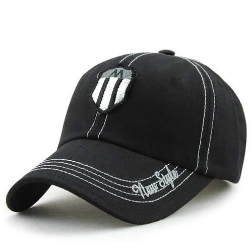 Unisex Cotton Washed Shield Embroidery Baseball Cap Adjustable Golf Snapback Hat For Men Women