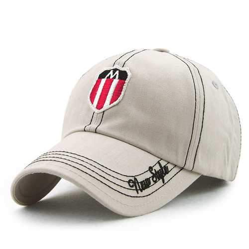 Unisex Cotton Washed Shield Embroidery Baseball Cap Adjustable Golf Snapback Hat For Men Women